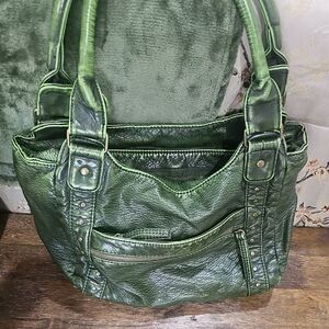 Green Leather Tote Bag